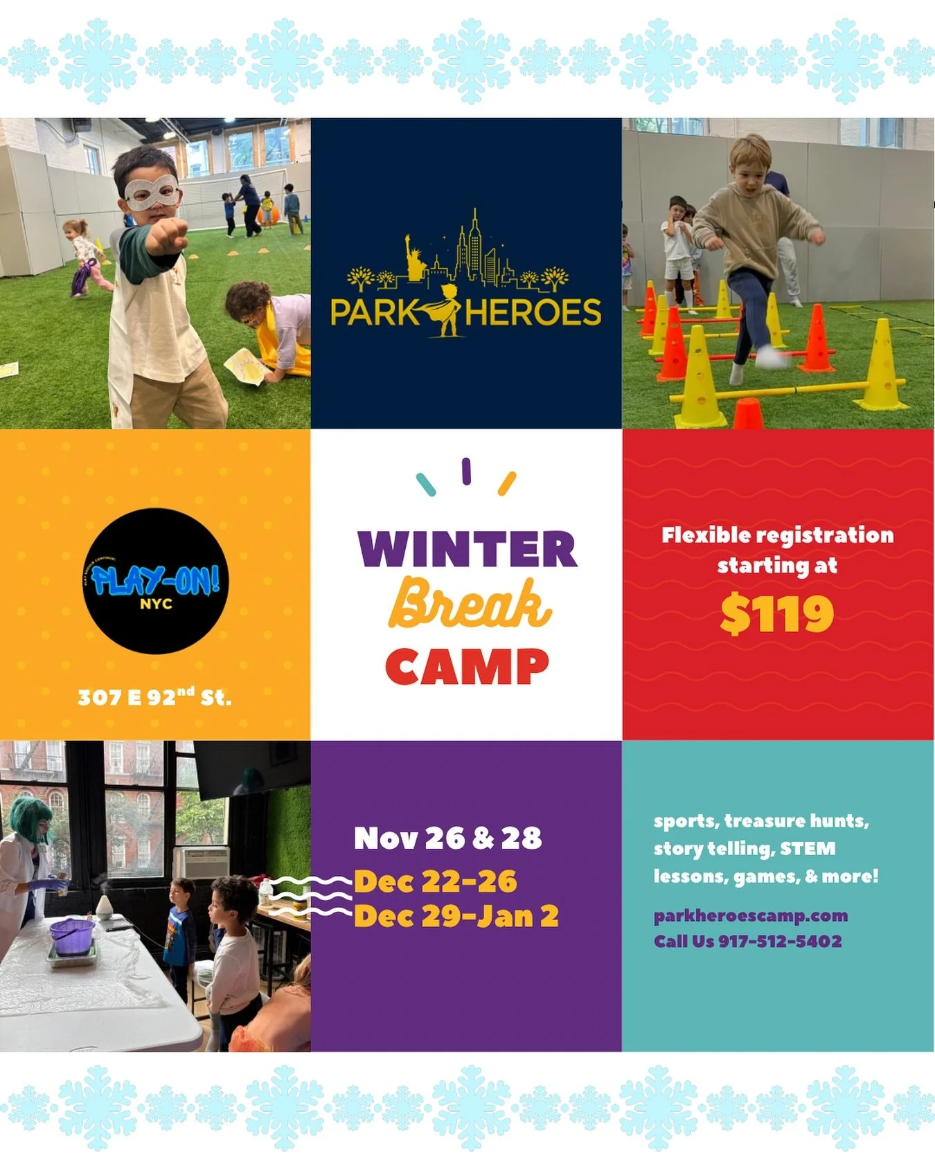 Thanksgiving &amp; Winter Break Camp registration is now live!

Join us at @playonnyc as we continue the adventures indoors at their large turf facility conveniently located on the UES.

Space is limited for this one. Don&rsquo;t wait to sign up.

Ha