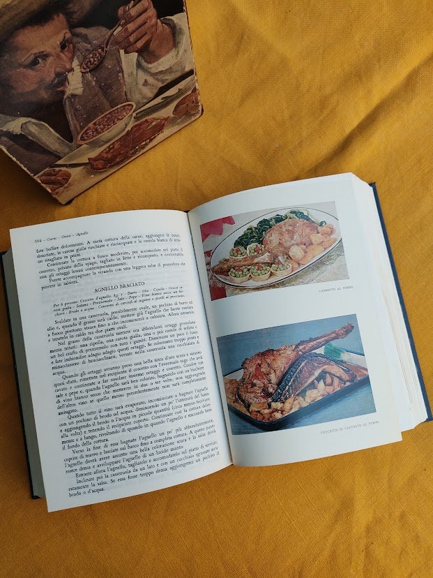 Vintage cookbook open on table