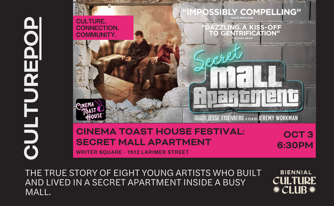 CulturePop: Cinema Toast House Festival: Secret Mall Apartment Screening