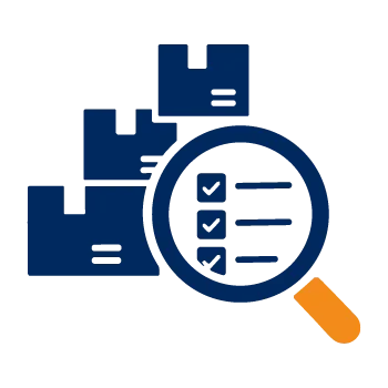 Illustration of a magnifying glass examining blue calendar pages with a list or notes.