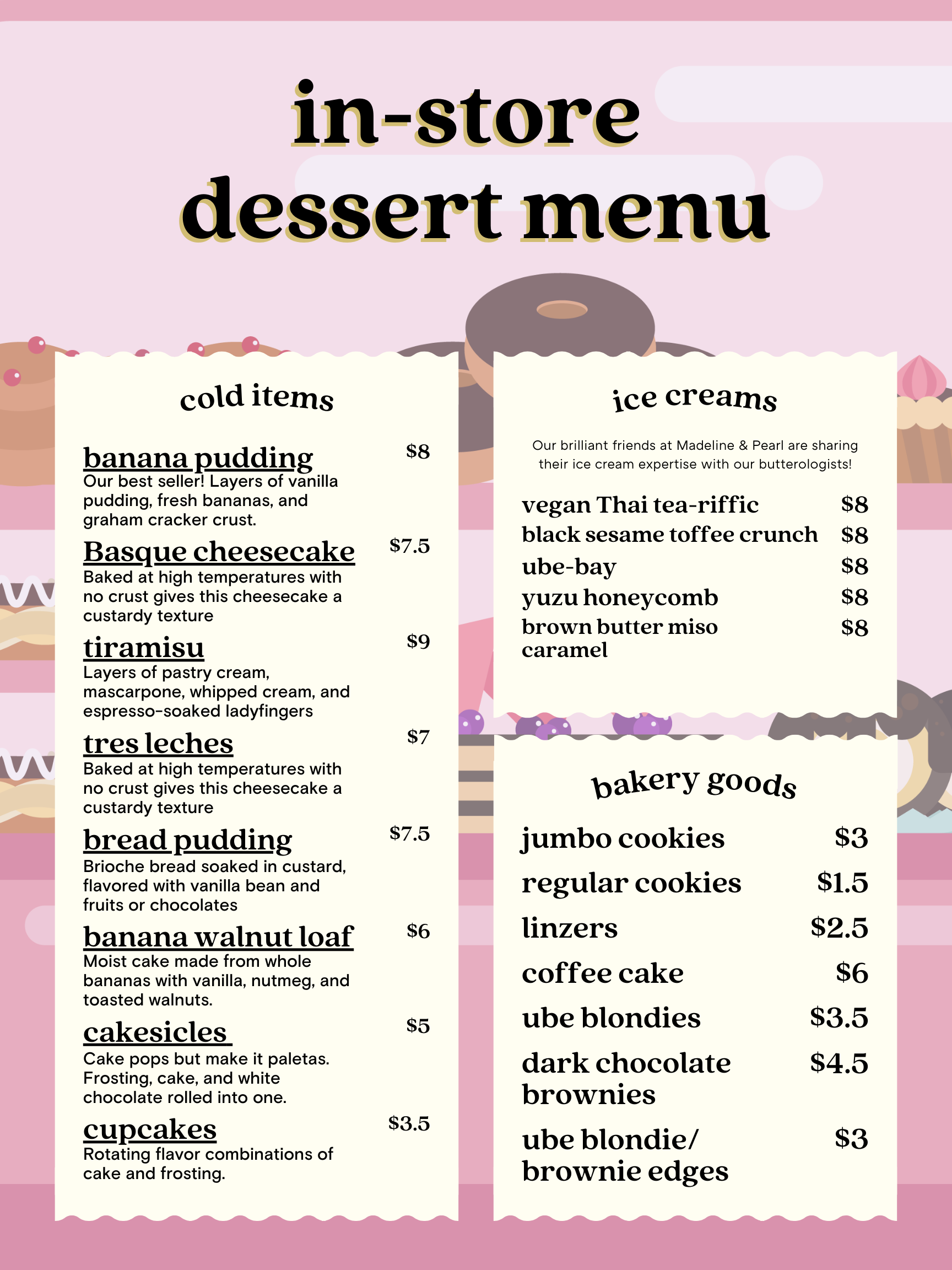Butter Lab Pastry Menu