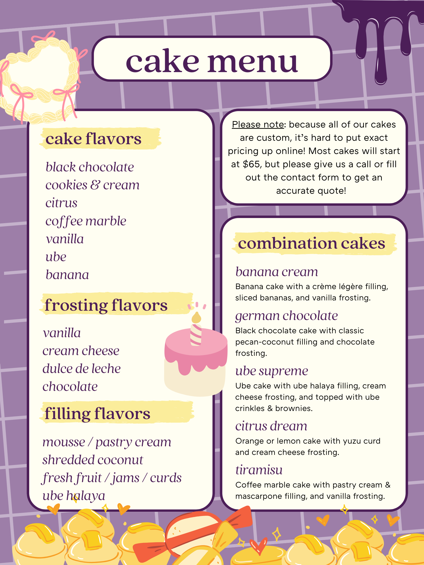Butter Lab Cake Menu