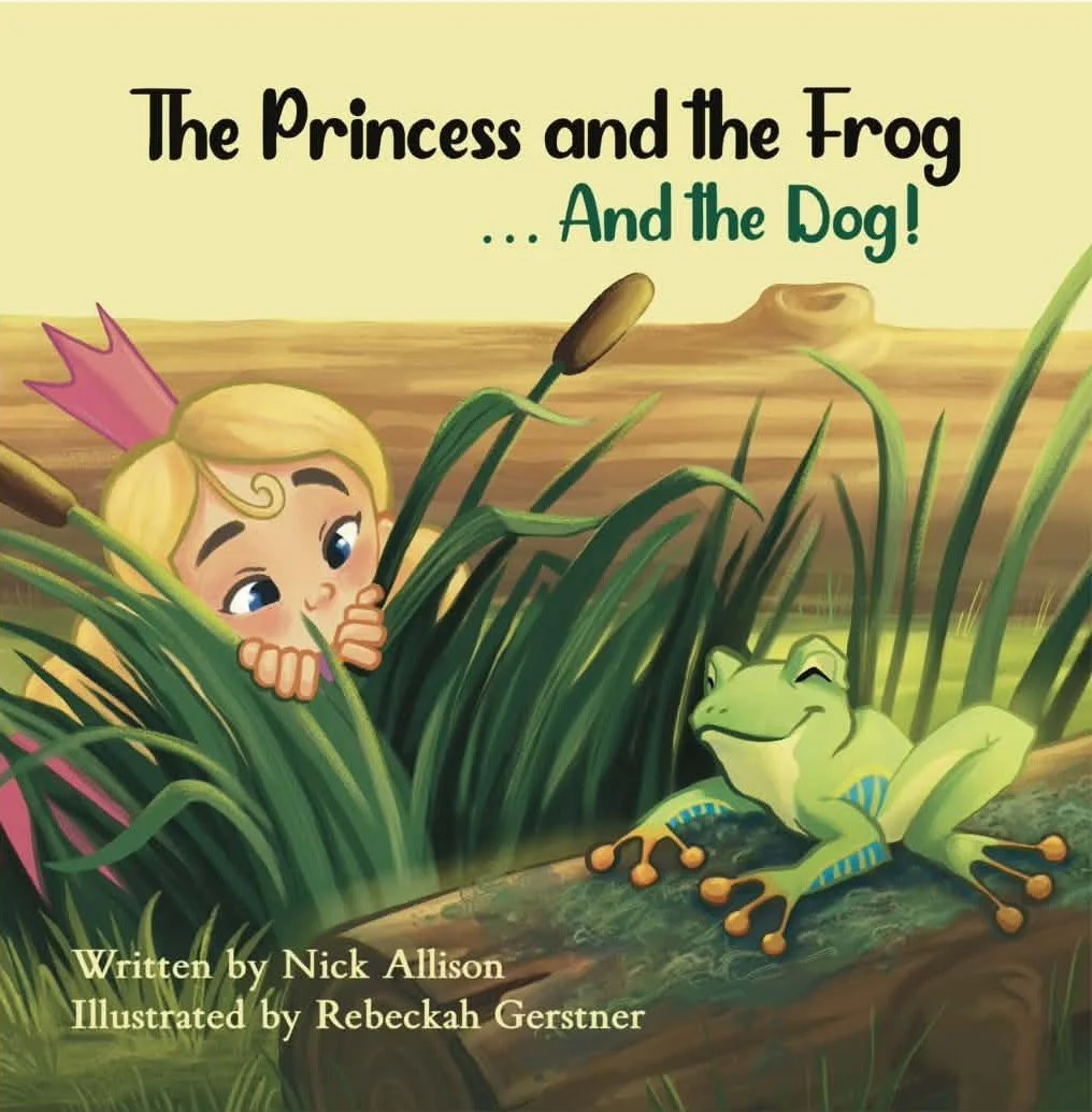 Pink Princess and the frog on a log. Fairy Tale rhyming book for kids.