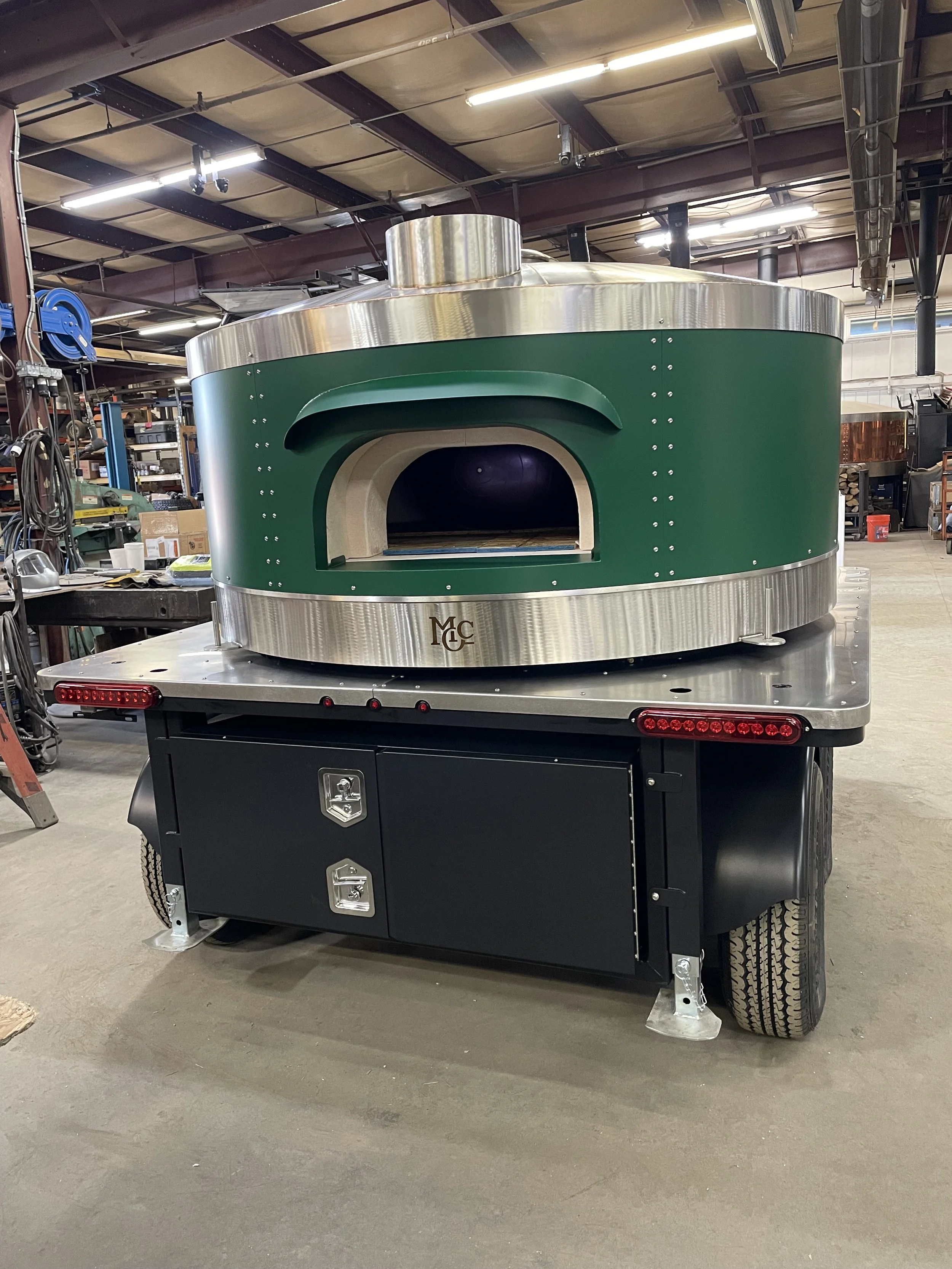 Model 120 Mobile Bigelow Powder Coated (Shamrock Green) with Custom Front Wood Storage Box