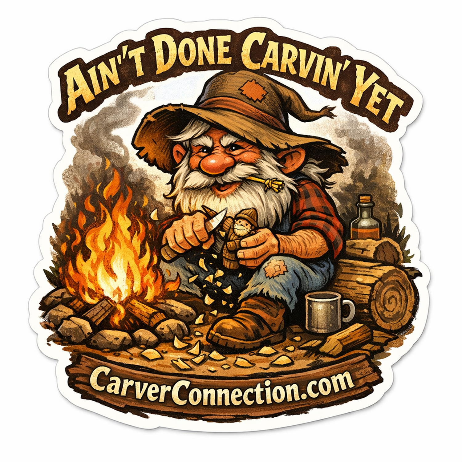 3"x3" Carver Connection Stickers "Ain't Done Carving Yet"
