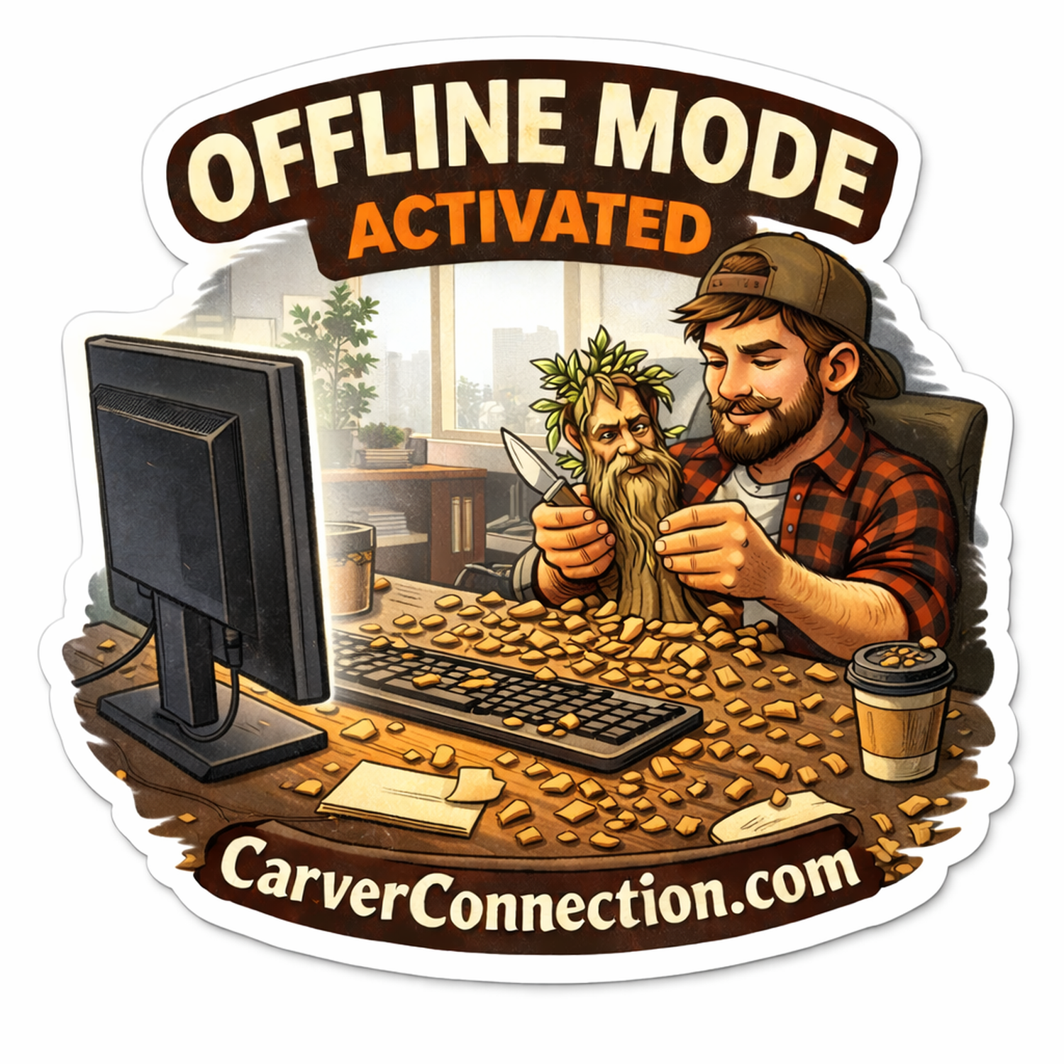 3"x3" Carver Connection Stickers "Off Line Mode"