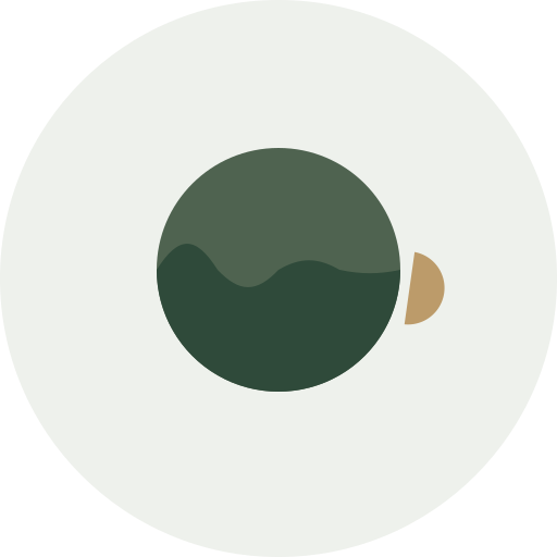 Minimalist illustration of a circle with a rising wave inside it and a small brown satellite nearby, set against a light background.