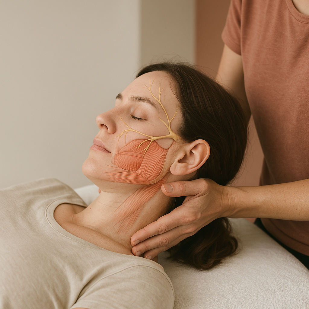 Soft tissue therapy & sports massage treatment for TMJ jaw tension and neck pain