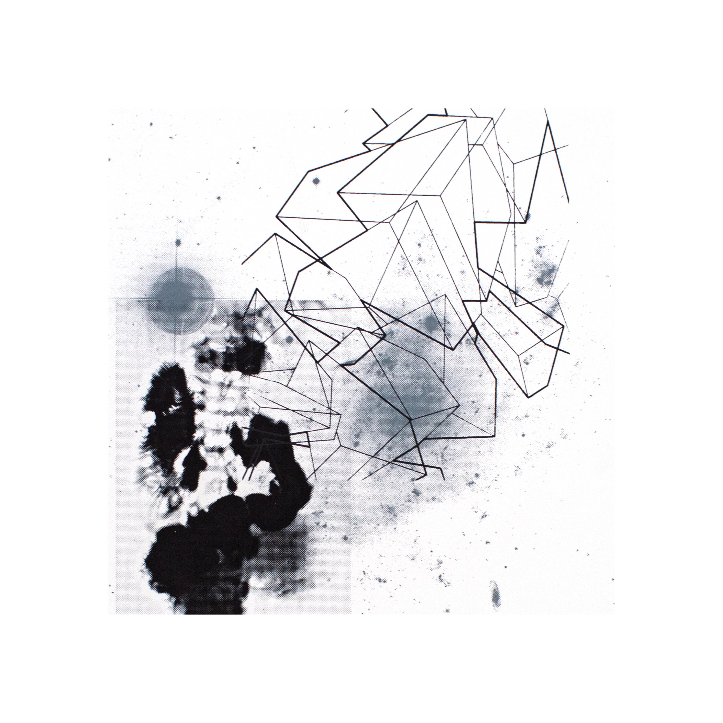 Close-up matted cosmic print halftoned X-ray NGC 45 cubes crystallized gallery solidified skeletal stable
