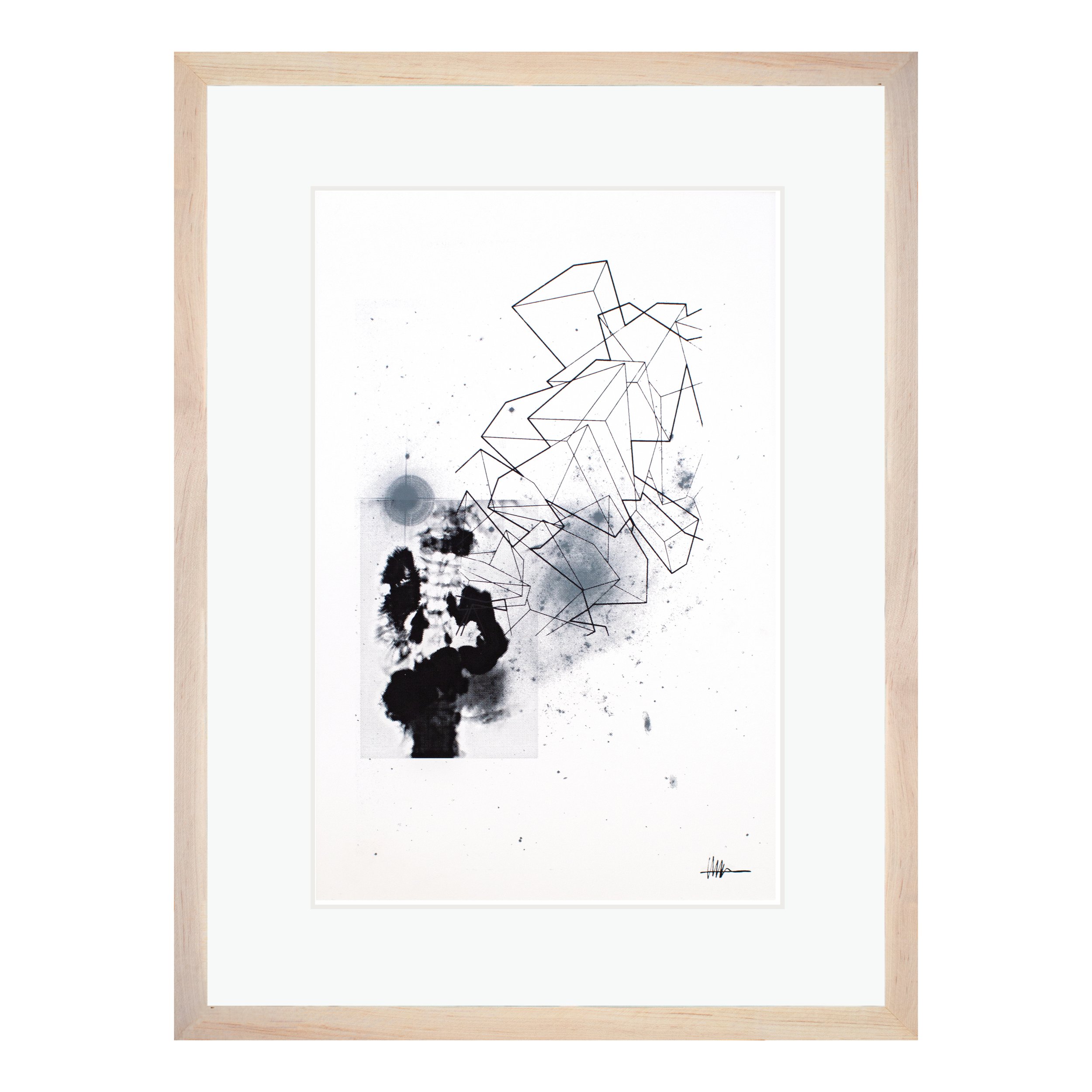 Framed cosmic art maple frame halftoned scleroderma X-ray NGC 45 cubes crystallized gallery solidified stellar anatomical static