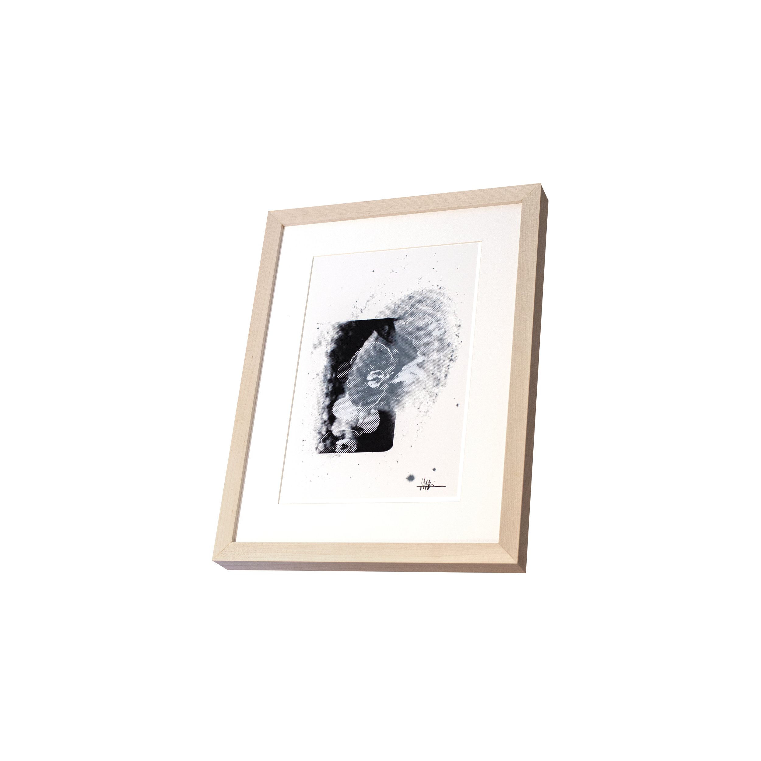 Perspective framed floral art maple frame halftoned melanoma X-ray M 81 flowers effloresced gallery skeletal cosmic botanical precise