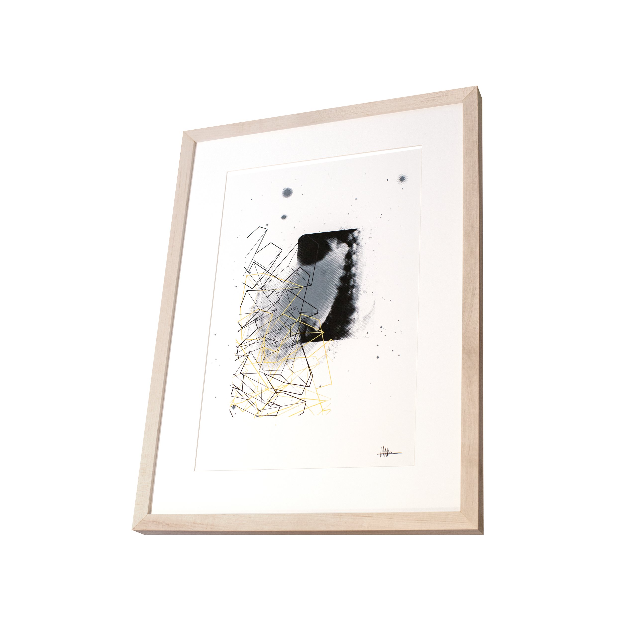 Perspective framed cosmic art maple frame halftoned melanoma X-ray M 81 cubes crystallized gallery skeletal cosmic anatomical precise