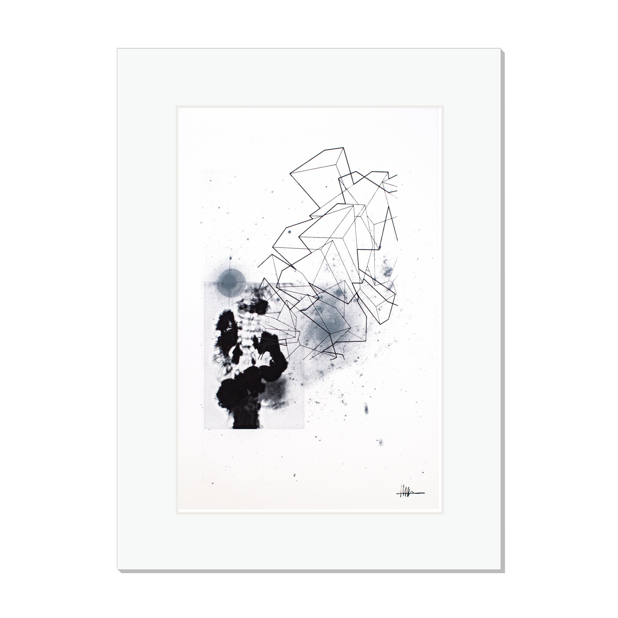 Matted cosmic print halftoned scleroderma X-ray NGC 45 cubes crystallized gallery rigid stellar anatomical static