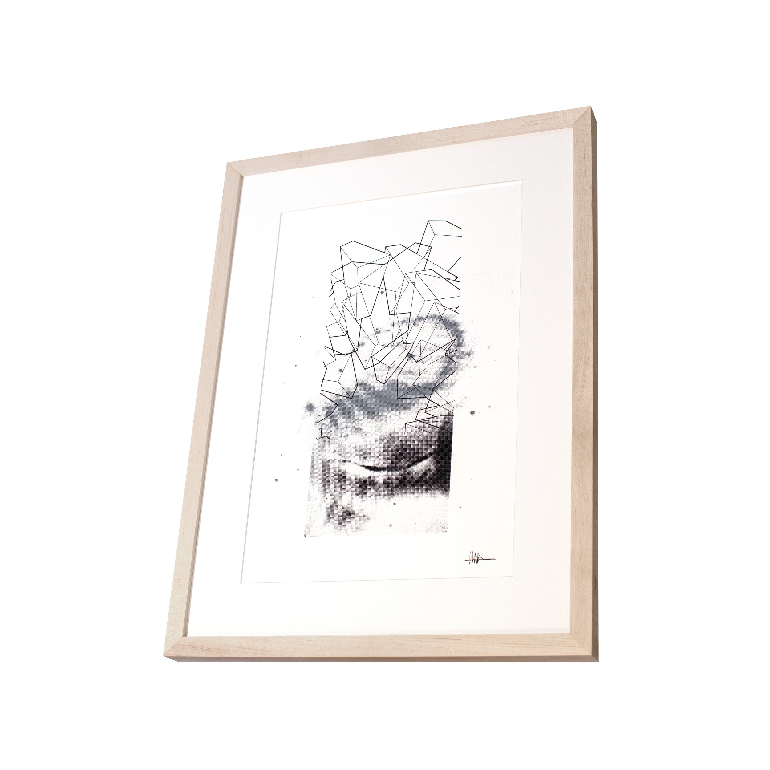 Perspective framed cosmic art maple frame halftoned mitral X-ray NGC 7479 cubes crystallized gallery pulsing barred anatomical smooth
