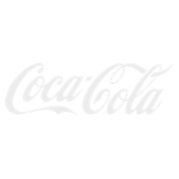 Logotipo de Coca-Cola en blanco sobre un fondo transparente.