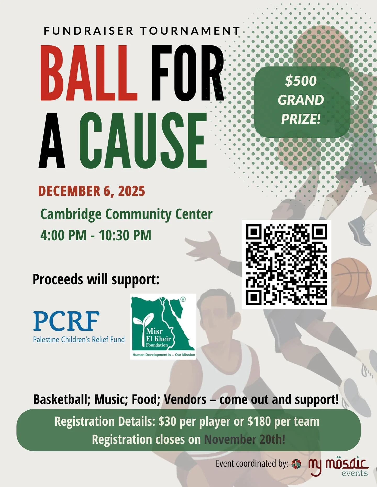 Ball for a Cause brings together basketball, music, food, and local vendors to raise funds for humanitarian relief.

🏀 Tournament + $500 Prize &mdash; Player registration closes Nov 20!

 🎟️ Link in bio to register &mdash; vendors, players, &amp; s