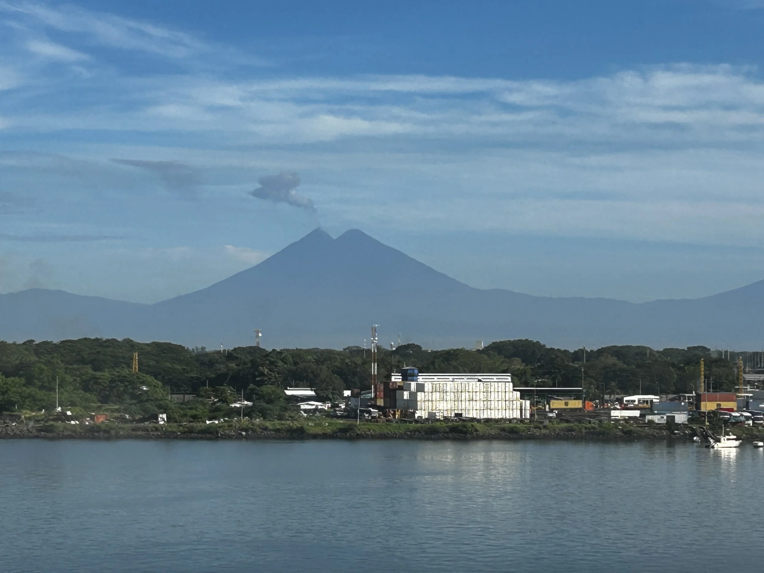 Welcomed to Guatamala with smoking volcano!