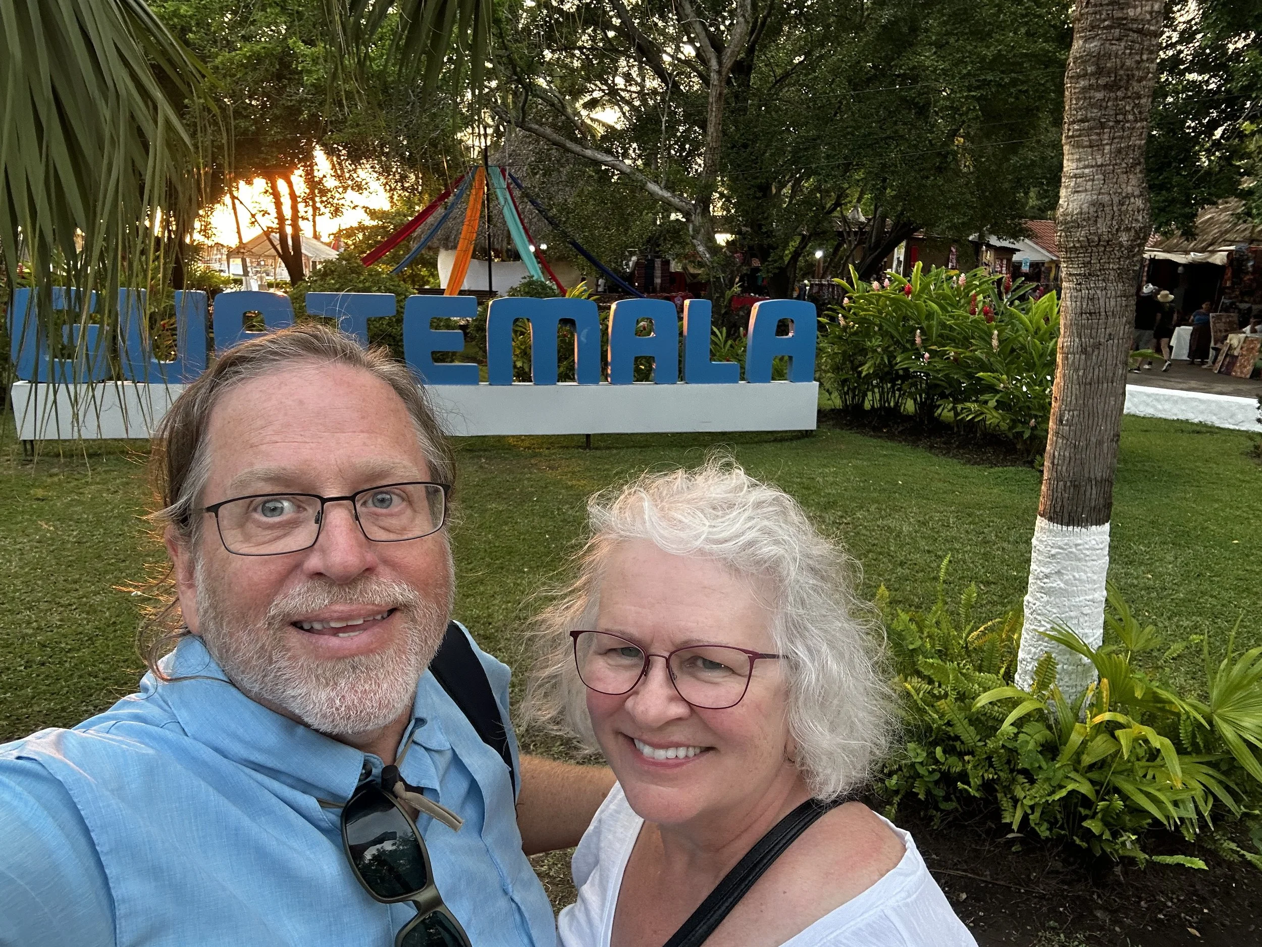 Posing in front of Guatamala sign