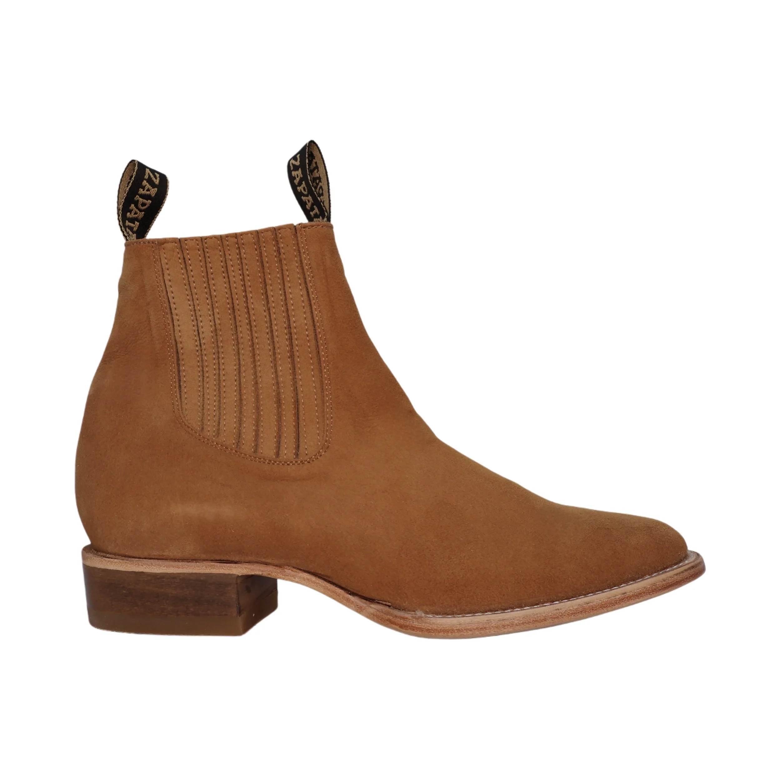 BOTIN CHARRO DE GAMUZA, SUELA VOLADA "ZAPATA"