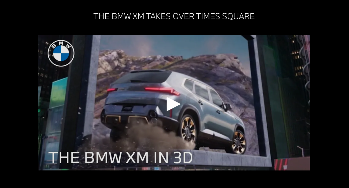 OOH moment: The XM came alive on a giant anamorphic 3D billboard above the Edition Hotel in Times Square. Together with GS&P, we explored multiple concepts for a memorable, immersive launch experience – with animation by BCN Visuals bringing cutting-