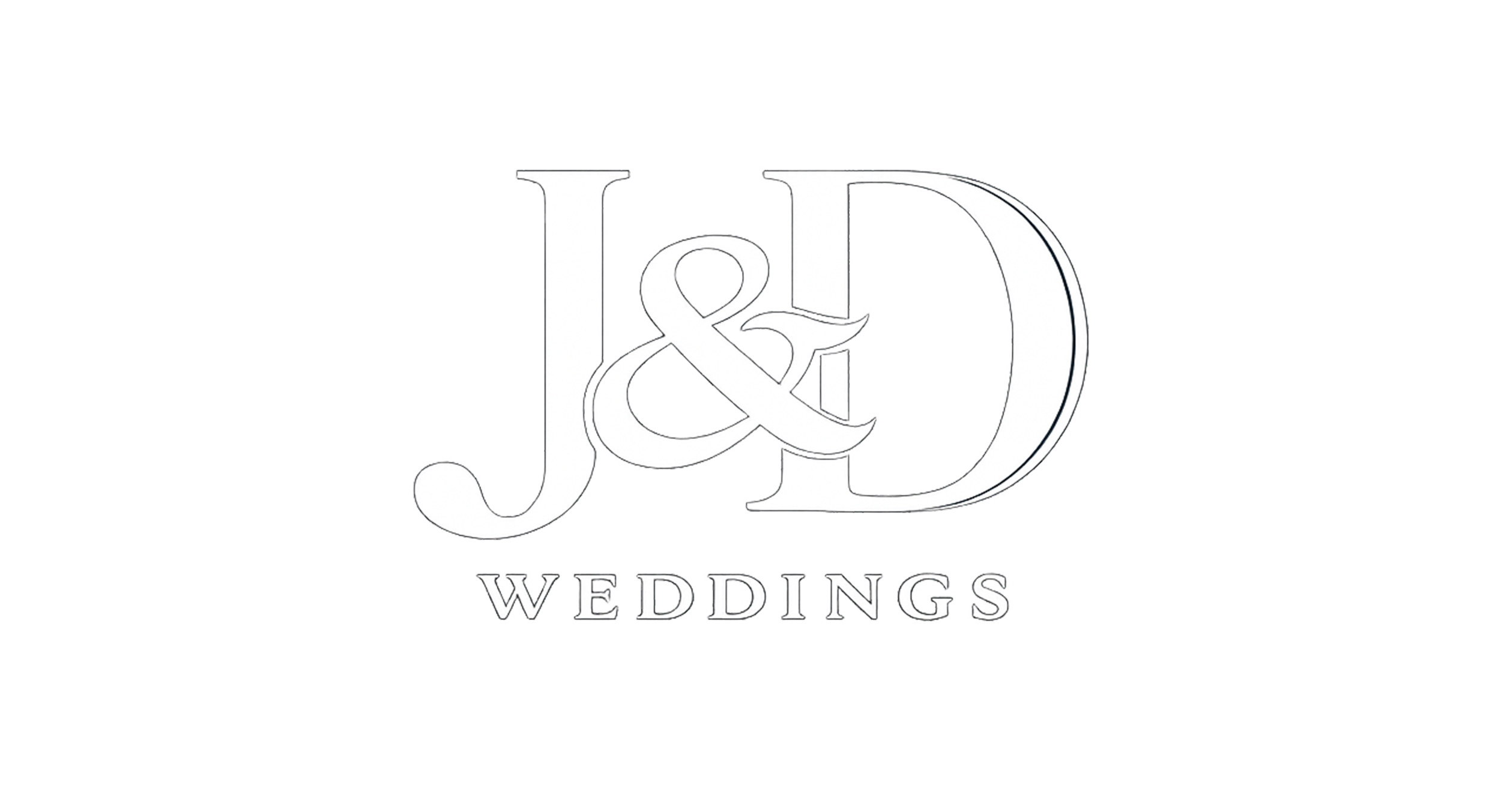 A logo with the letters J&D in large, elegant white font, with a smaller word "WEDDINGS" beneath, set against a black background.