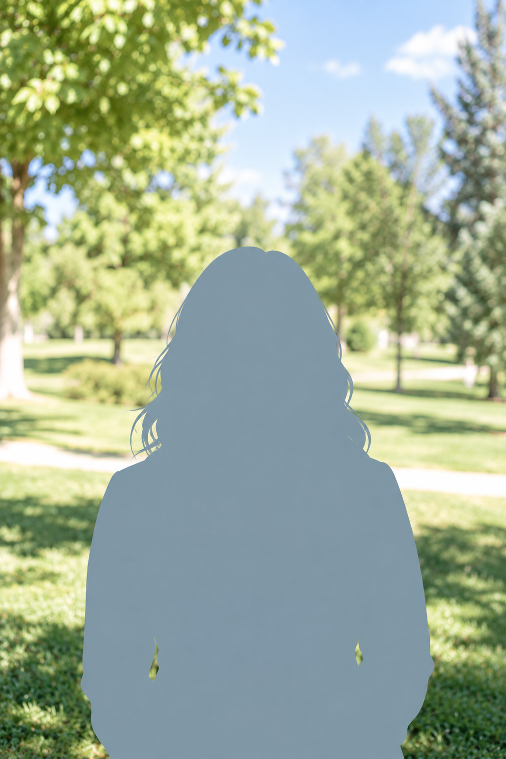 Silhouette of a person with a tree and sunlight in the background.
