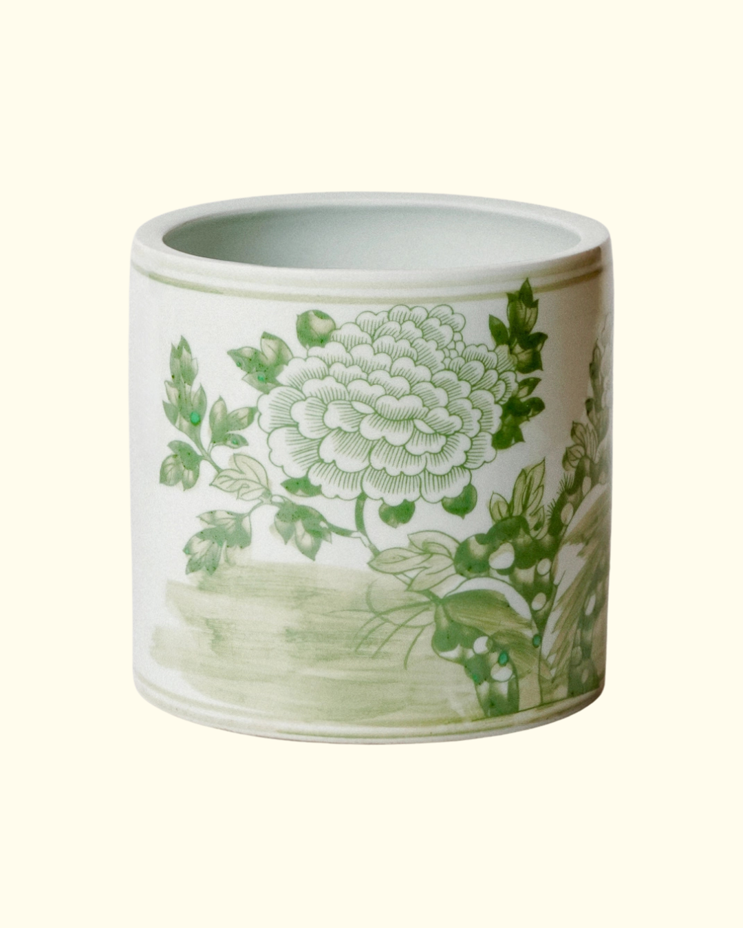 Green Peony Cachepot
