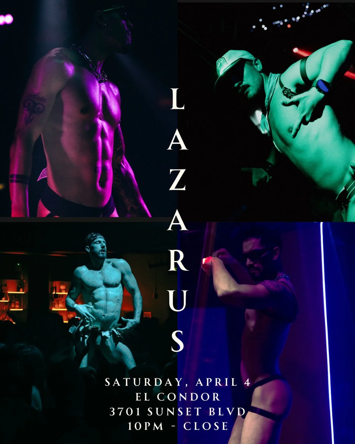 Tomorrow! Saturday, April 4.

No cover. But come ready to tip these boys.

📍 @elcondorla