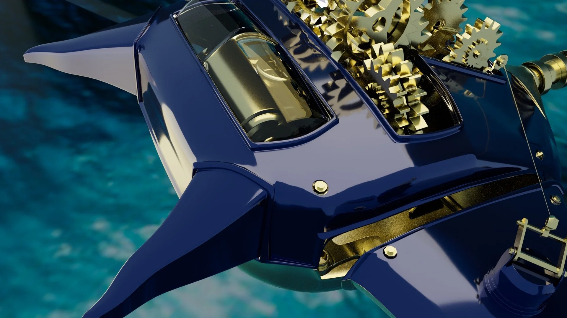 Closeup of my mechanical stingray design - Maya 