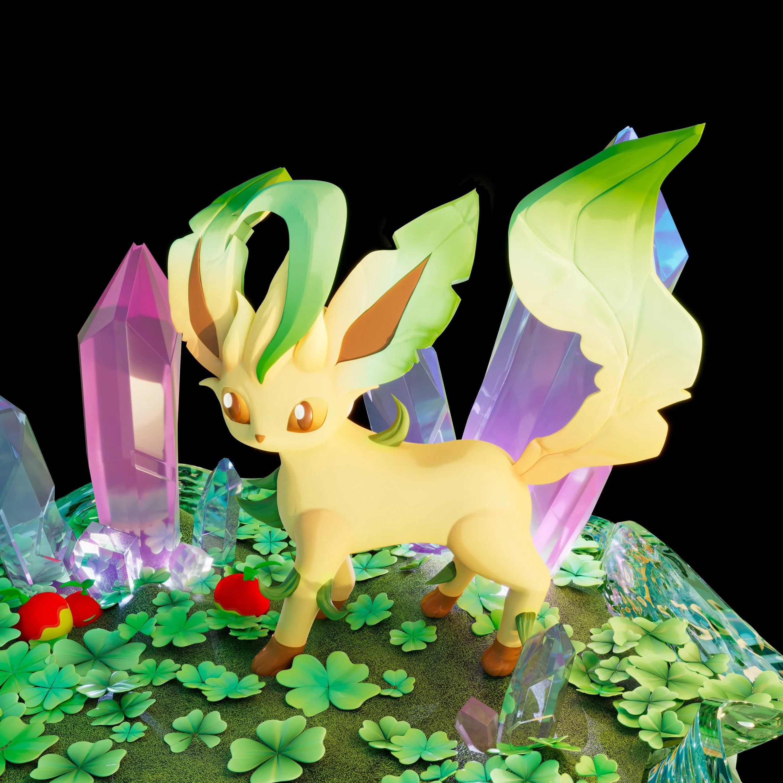 Leafeon Toy Model Concept - Sculpted and Rendered in Maya, mesh refined in Zbrush