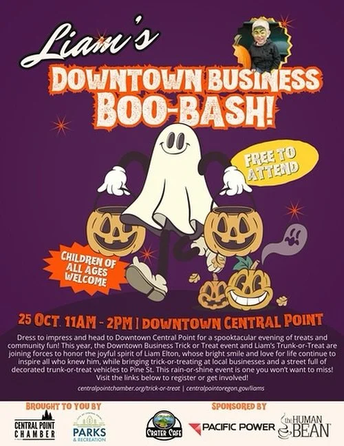 Halloween in Downtown Central Point is shaping up to be bigger and better than ever! We will be joining the community for a day full of costumes, candy, and festive fun. 

Swing by Saturday, October 25th between 11:00am and 2:00pm to grab sweet treat