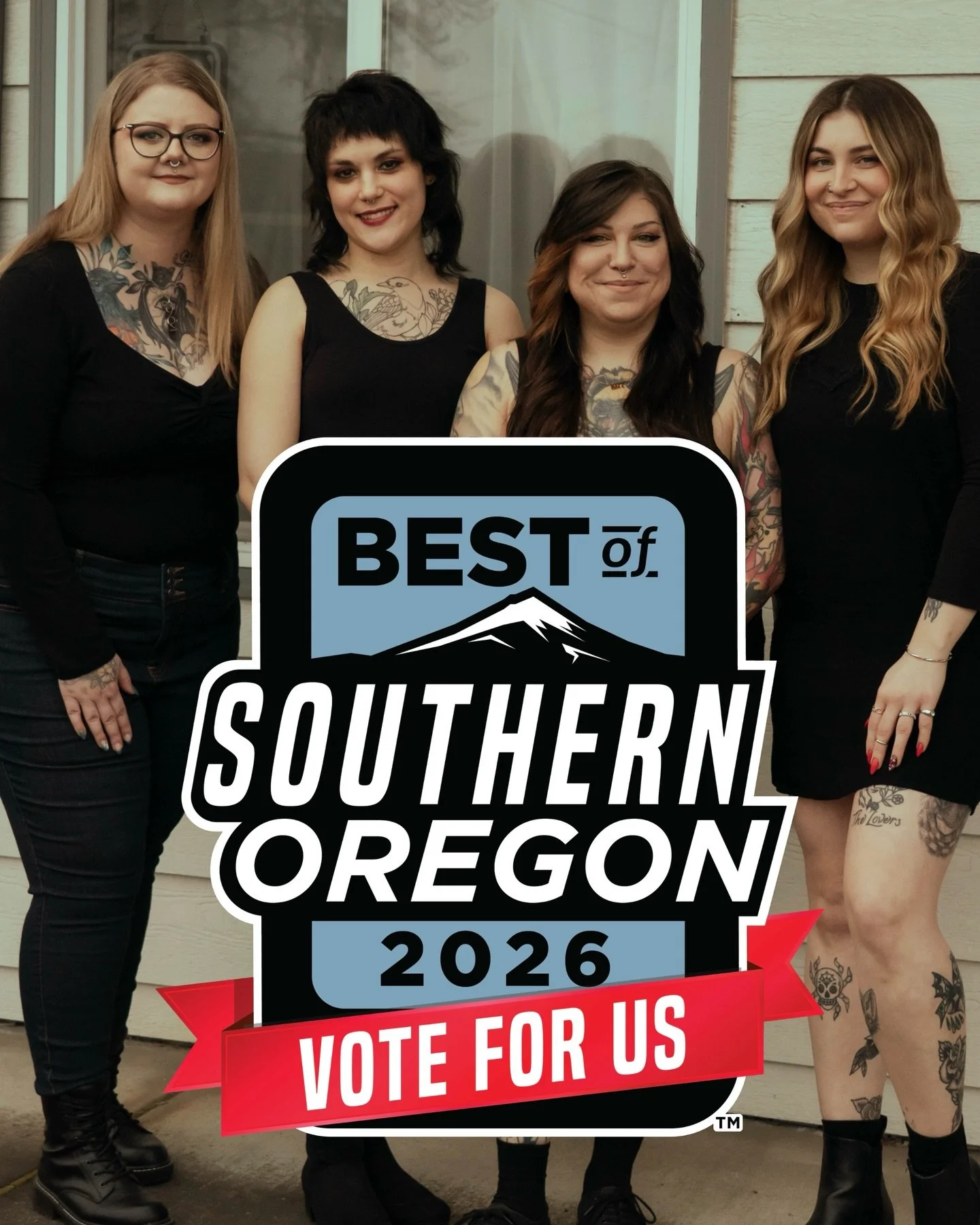 We are so honored to be nominated again this year for Best Tattoo Parlor @bestofsouthernoregon 🌿

Voting begins today at noon! Stay tuned for instructions on voting in our story.

It has been such a joy and privilege to be part of this community, an