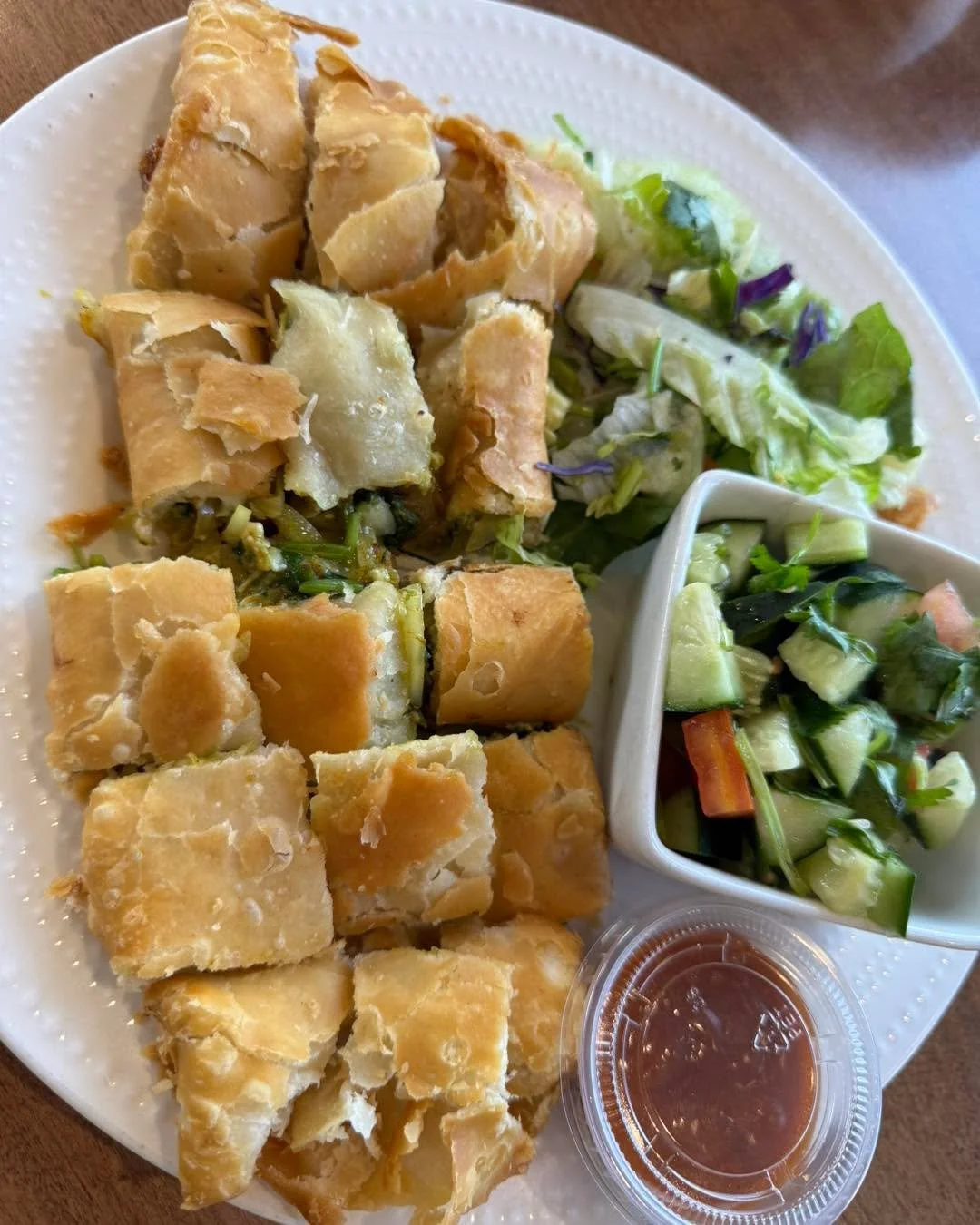 Wednesday till 8! Mohammed Nabi&rsquo;s appetizers are so good! Get the samosas (scratch made dough and flavorful fillings!) and this Paratha!!!!