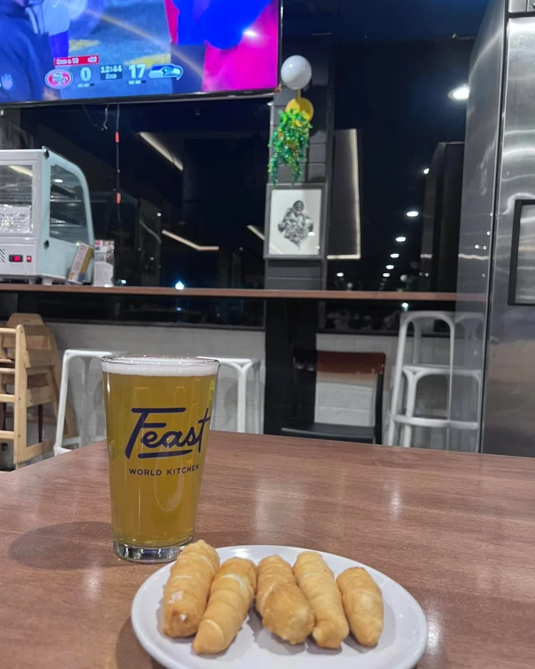 Seahawks and Chef Luis&rsquo;s awesome food and a locally brewed 🍺! Come hang out!