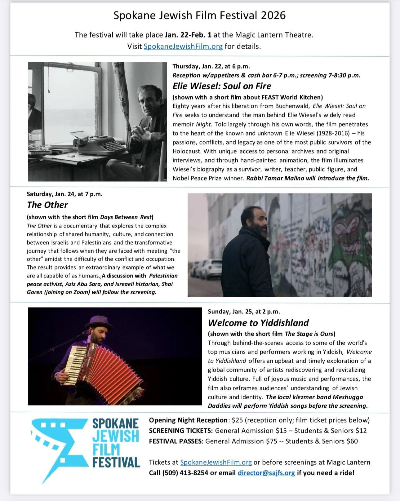 We&rsquo;re excited to partner with the Spokane Jewish Film Festival for the second year in a row for their 2026 season at the Magic Lantern Theatre 🎬✨
From powerful documentaries to heartfelt comedies, this year&rsquo;s lineup inspires conversation