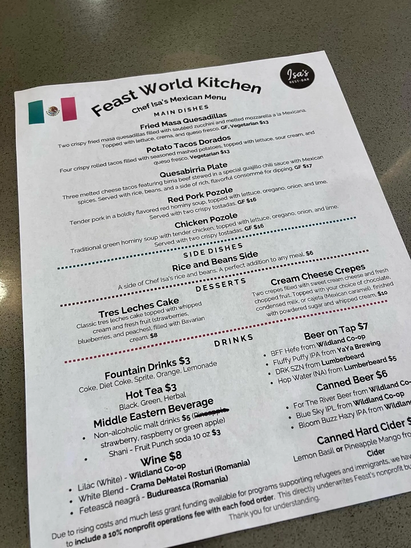 Isa&rsquo;s Mexican menu is on until 8 tonight! Quesabirria, Pozole, Quesadillas and more! Don&rsquo;t miss out on this delicious menu!