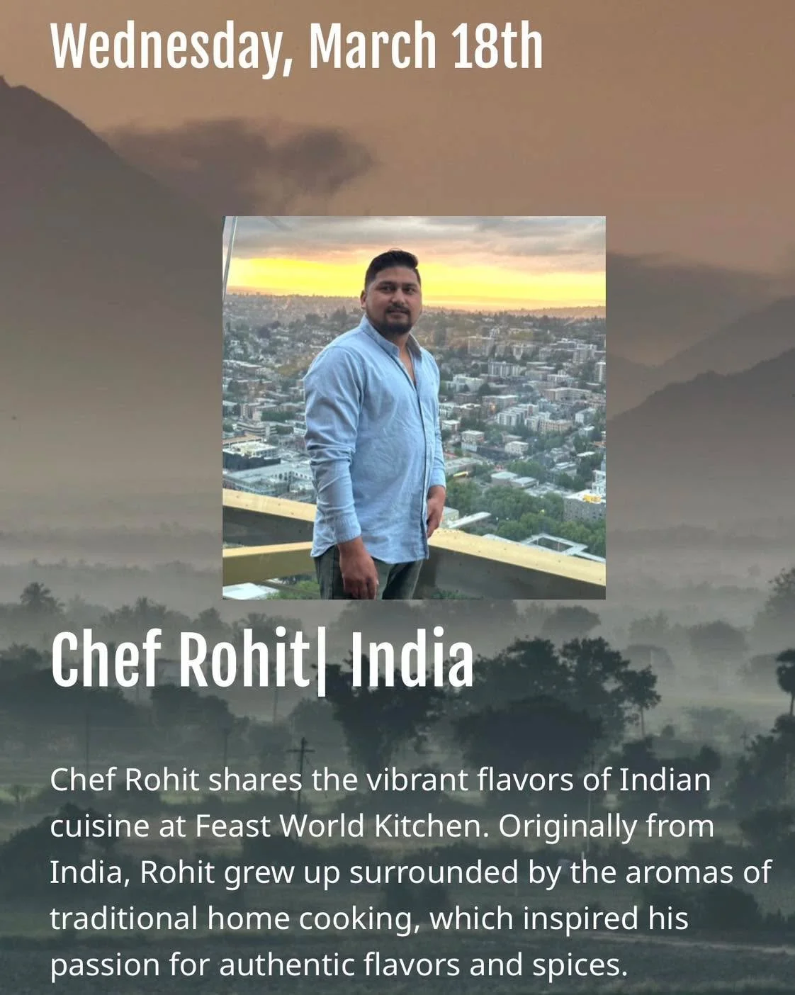 It&rsquo;s Monday, so we&rsquo;ve been posting the menus for another amazing rotation of Feast chef partners, including two new chefs cooking with us! Open Wed-Sun for lunch 11-2, dinner 4-8! Head to www.feastworldkitchen.org and scroll down to click