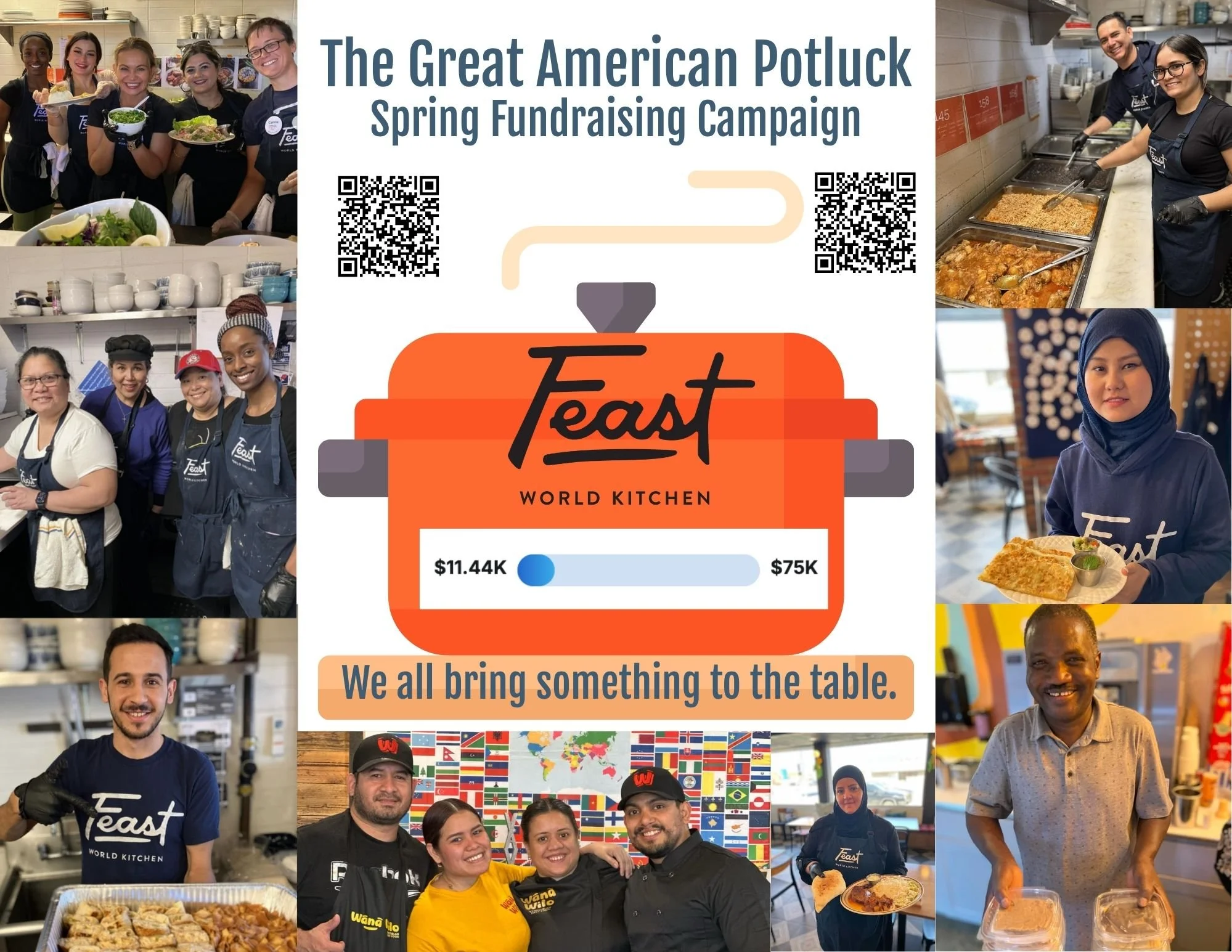 The Match Campaign is On - double your giving by June 5! Our spring fundraising campaign is vital for Feast World Kitchen's programs! If we get our giving to $25,000, the 100% match fund is unlocked and that thermometer will jump to $50,000 (thanks t