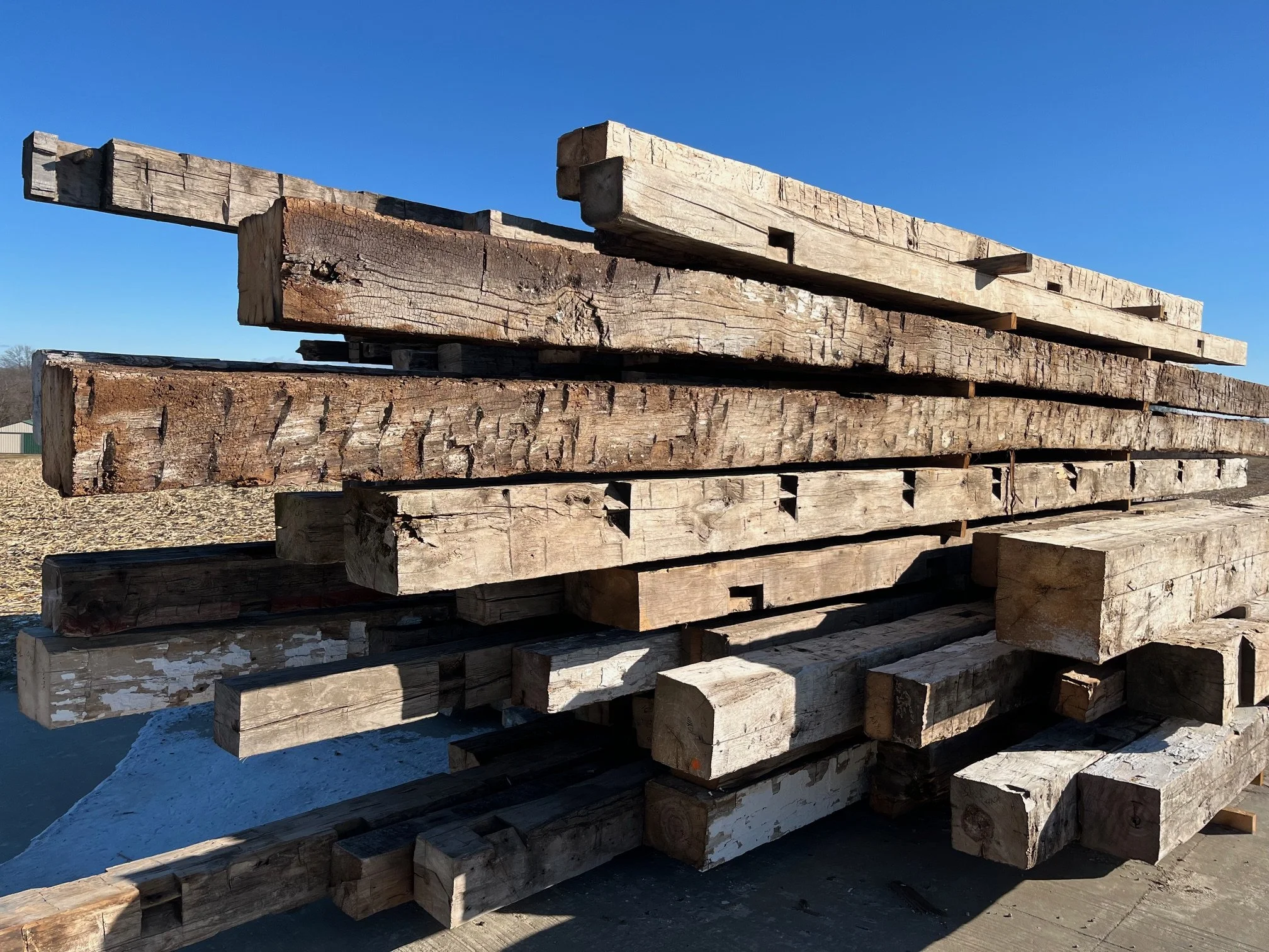 hand hewn beams of ash, elm, oak, pine, hemlock

