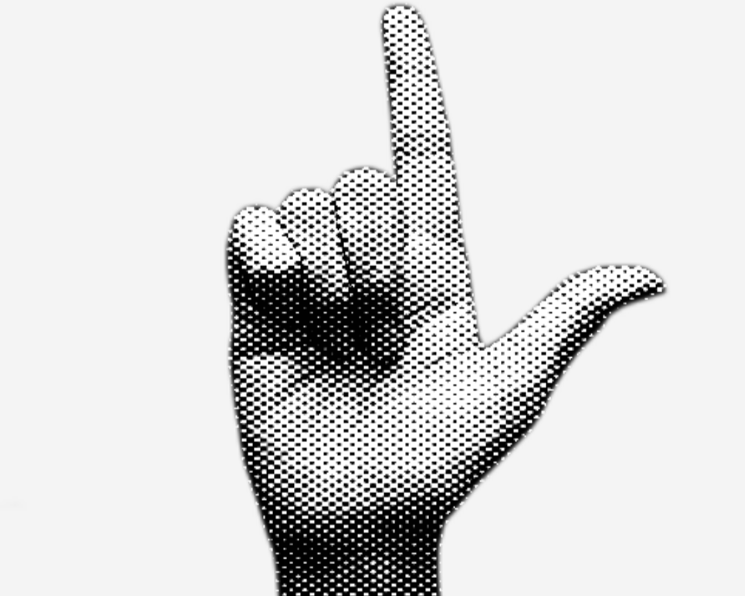 Geometric drawing of an outline square with sections divided by vertical, horizontal, and circle lines.