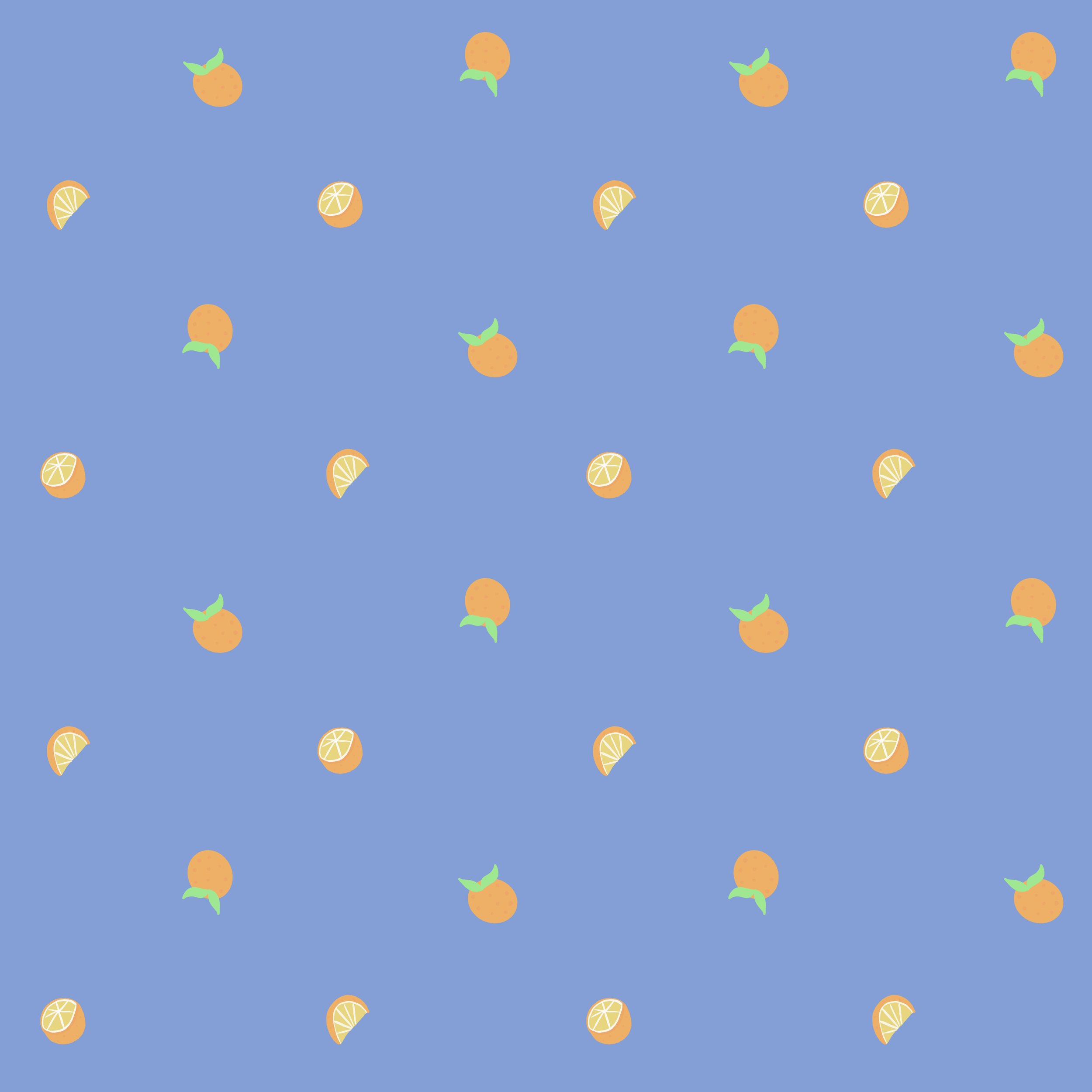 Mini oranges on blue