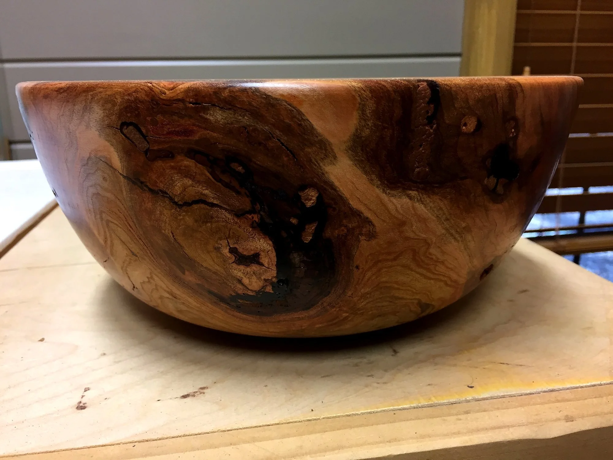 Mesquite bowl with natural voids