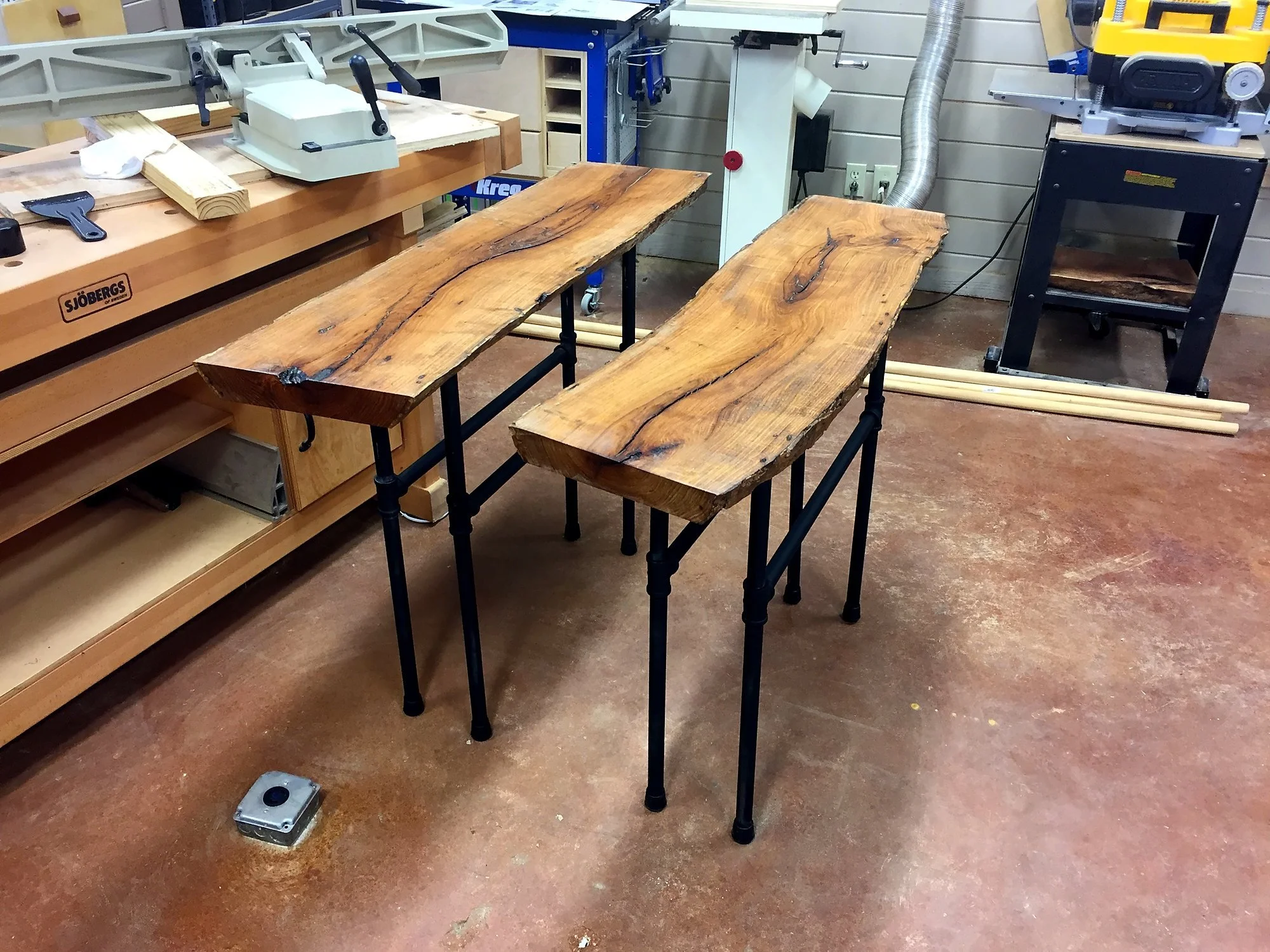 Pair of live-edge benches
