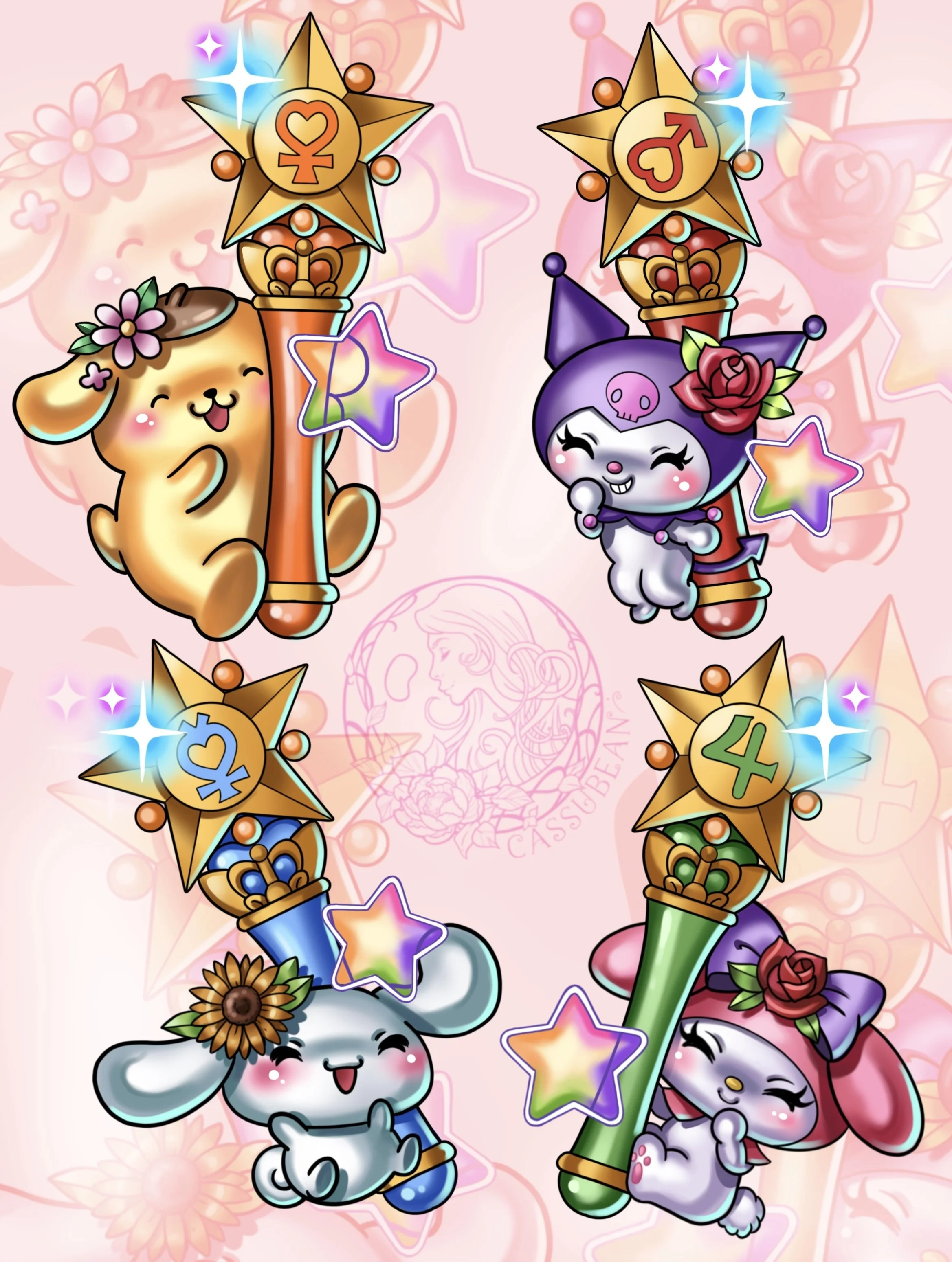 Sailor Moon + Sanrio tattoo flash