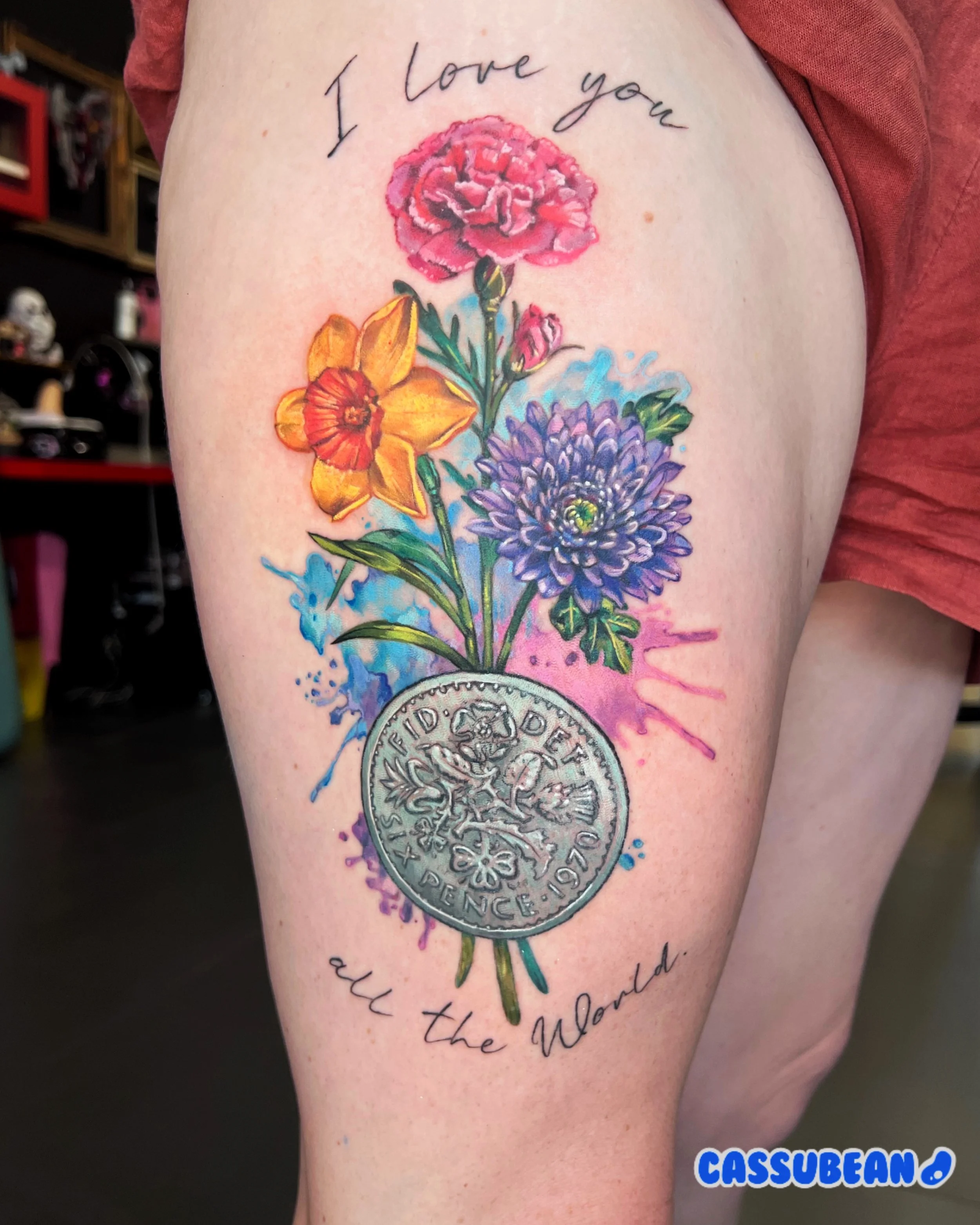 Memorial Floral thigh piece