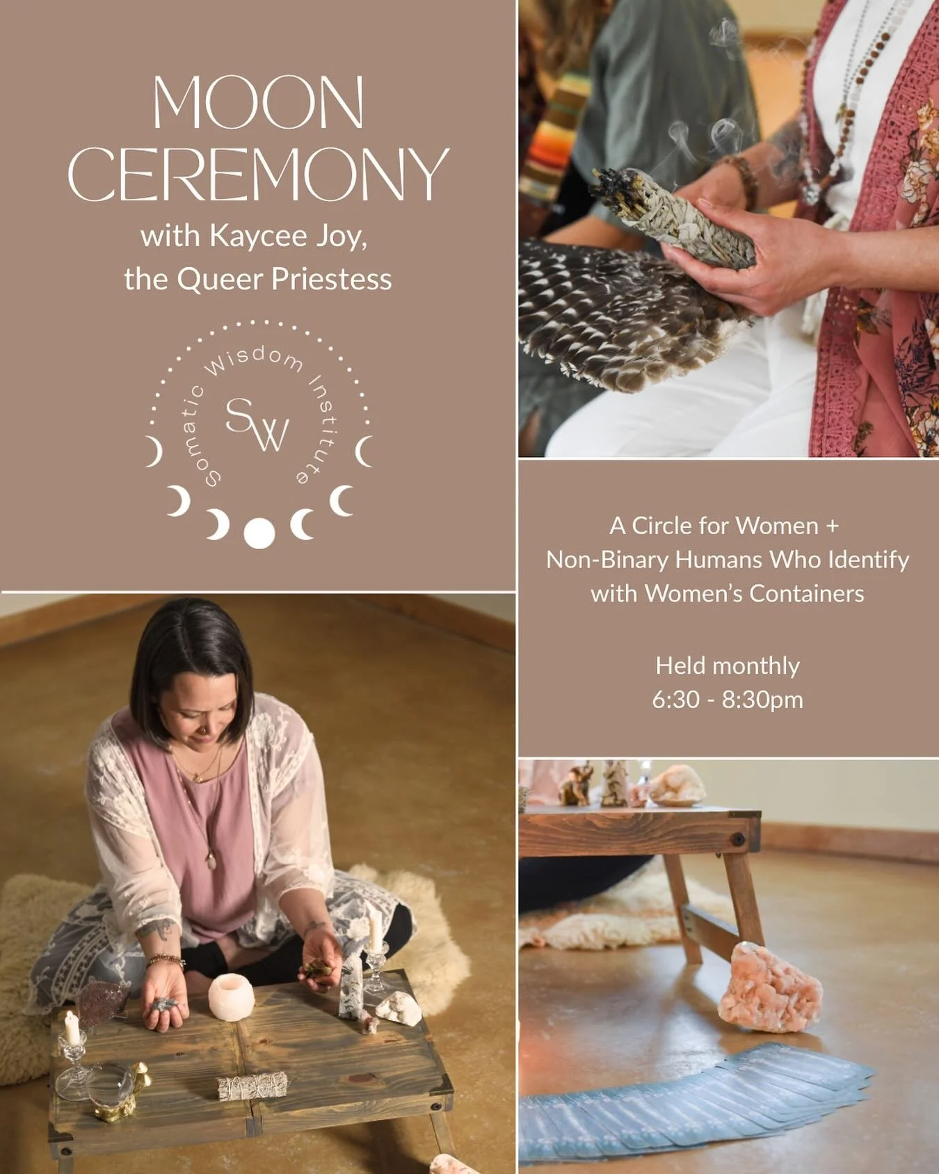 🌙m o o n🌙

✨These monthly moon ceremonies provide space for the sacred feminine to emerge from the deepest parts of our body &amp; soul.

✨Come gather in a circle of women for a moon ceremony. Kaycee Joy is thrilled to bring this offering to the co