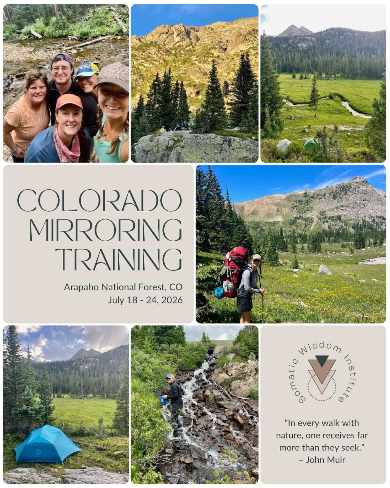 🪞mirroring🪞

Colorado Mirroring Training
🗓️July 25 &ndash; August 1, 2025
📍Arapaho National Forest, CO

✨This week-long training is for those who have participated in a Storytelling Retreat or Vision Quest and are ready to go deeper. 

⛰️Join gui