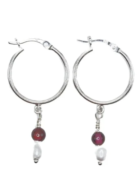 Garnet Glow Hoop Earrings