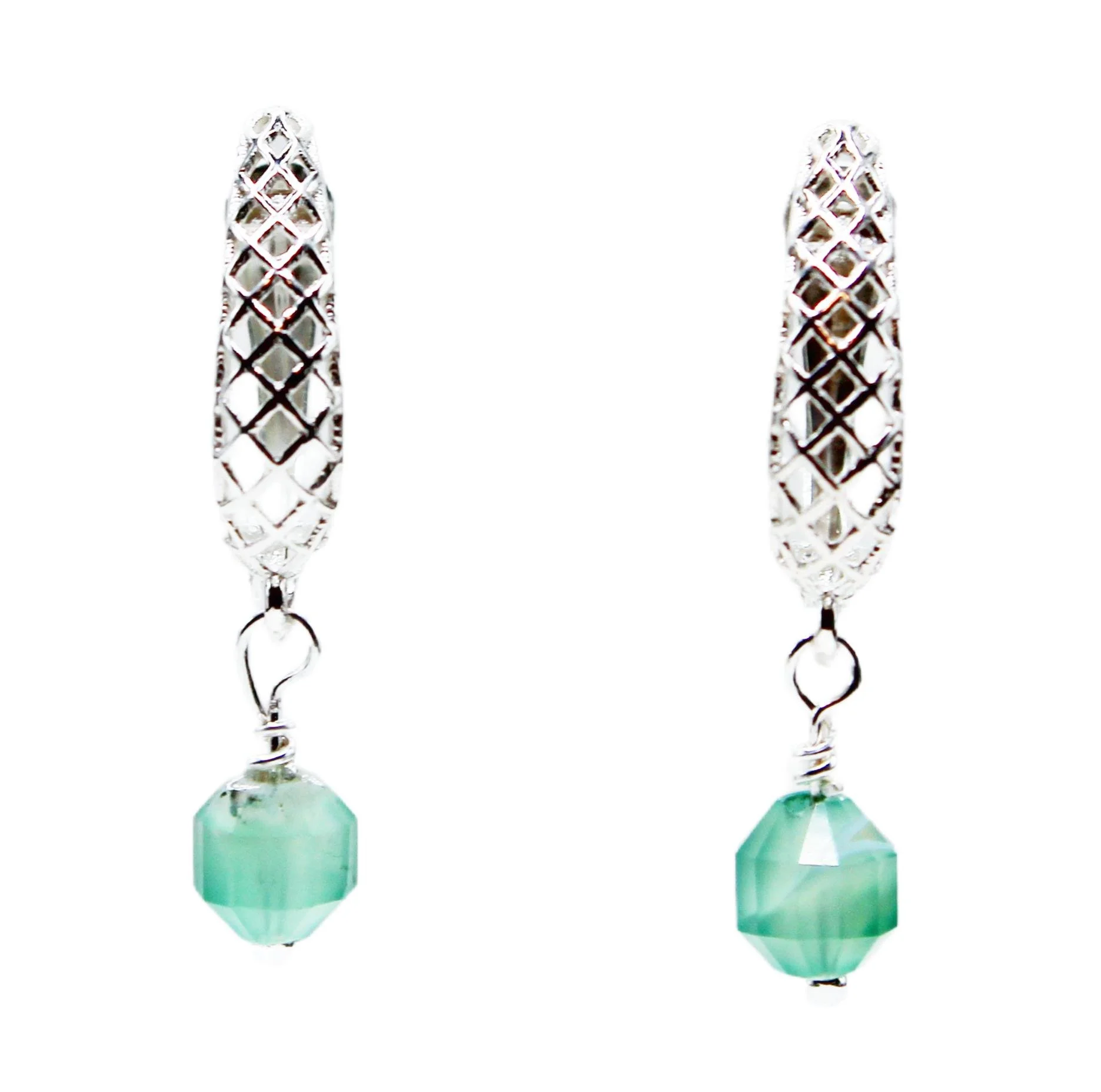 Green Wave Agate Earrings