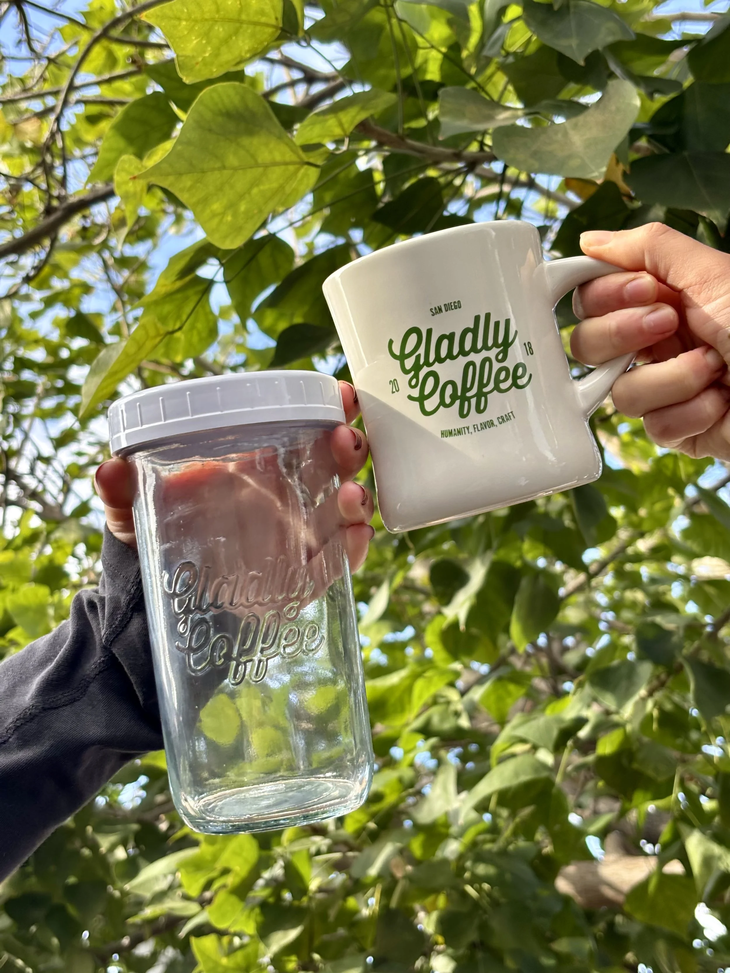 gladly coffee merch & signage